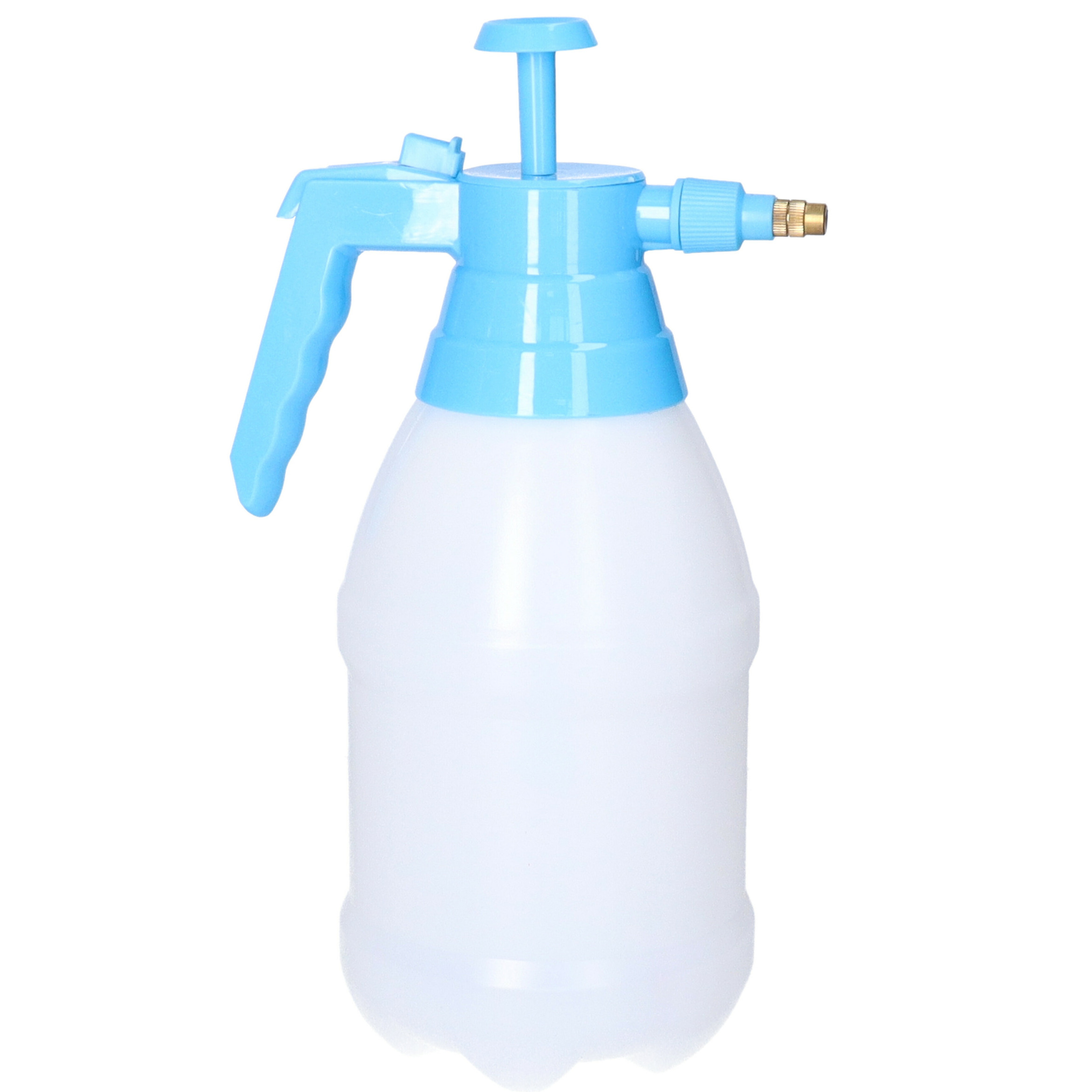 Plantenspuit met hoge druk sproeier/vernevelaar - kunststof - 1.5 liter - blauw/wit - 30 cm -