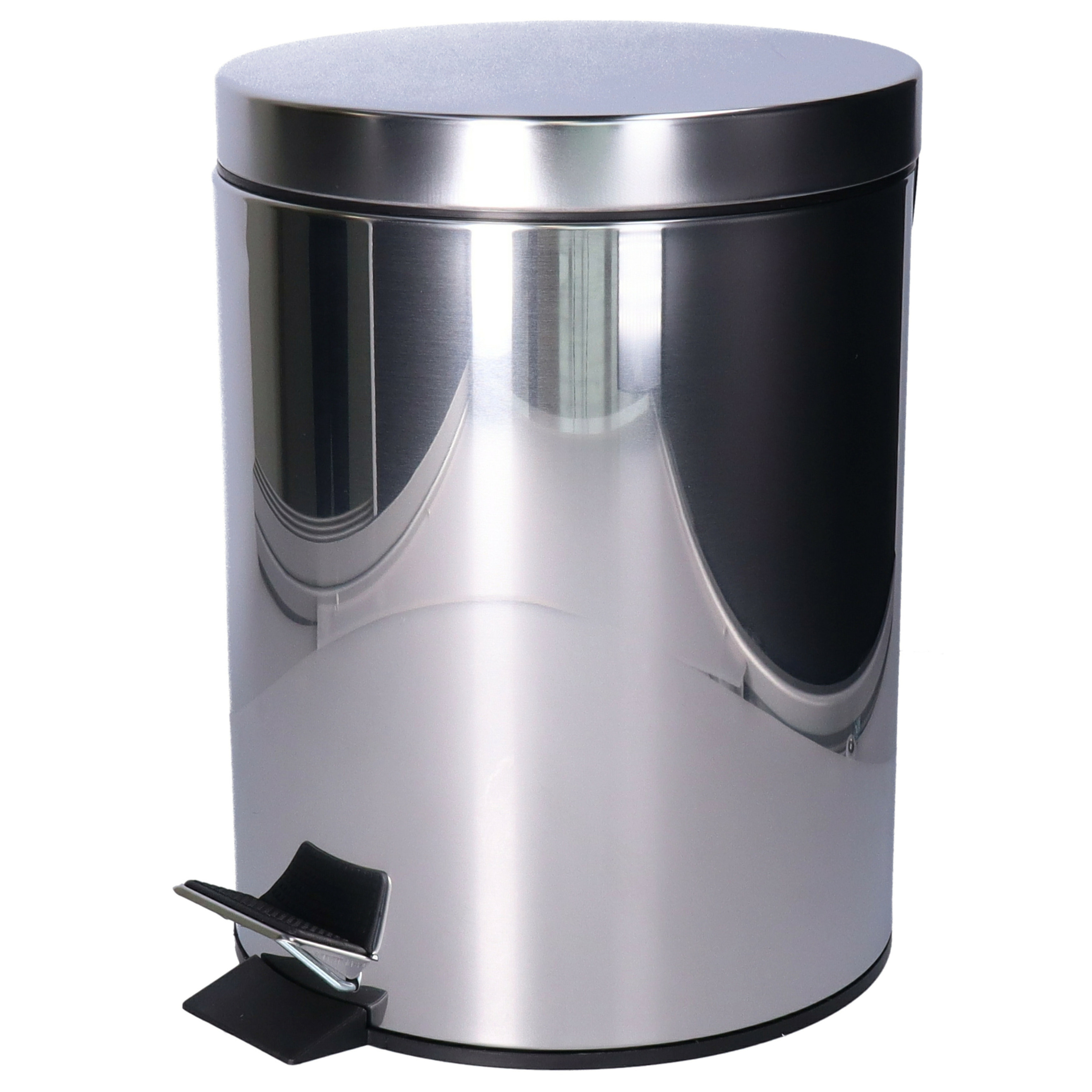 Pedaalemmer Shine - zilver - 5 liter - metaal - 19 x 26 cm - binnen emmer - toilet/badkamer -