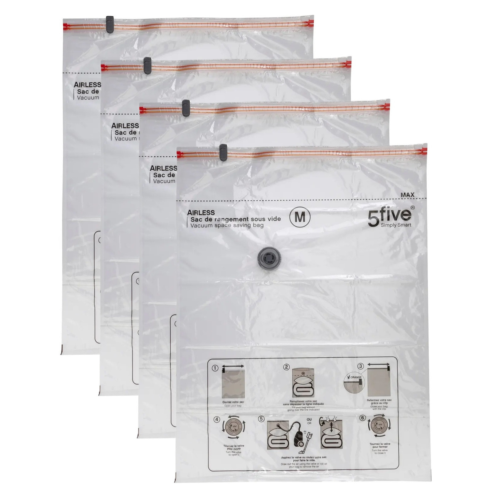 Vacuumzakken voor kleding/textiel - Vacuum opbergzakken - 4x stuks - transparant - 60 x 80 cm -