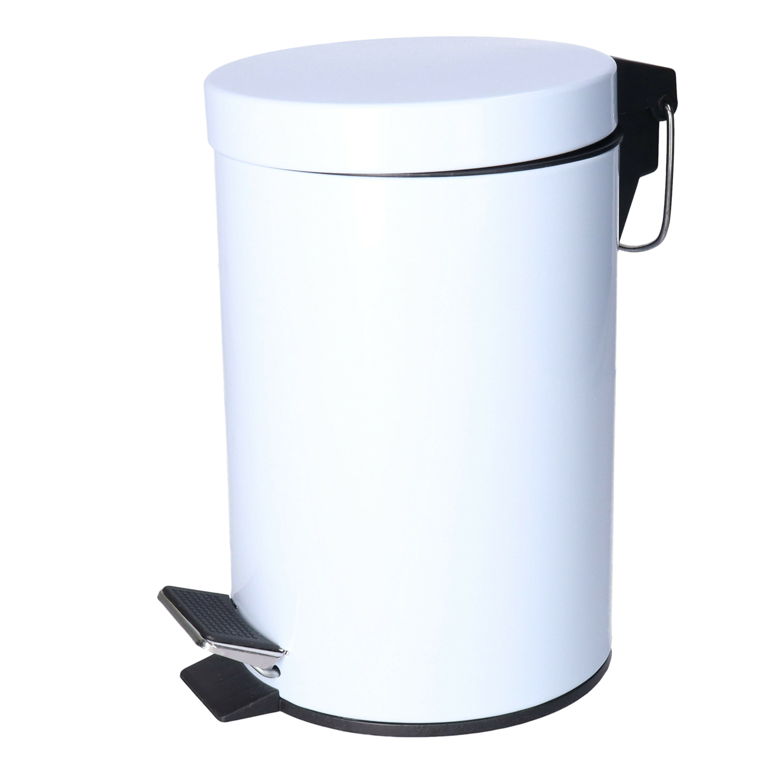 Pedaalemmer Shine - wit - 3 liter - metaal - 16 x 24 cm - binnen emmer - toilet/badkamer -