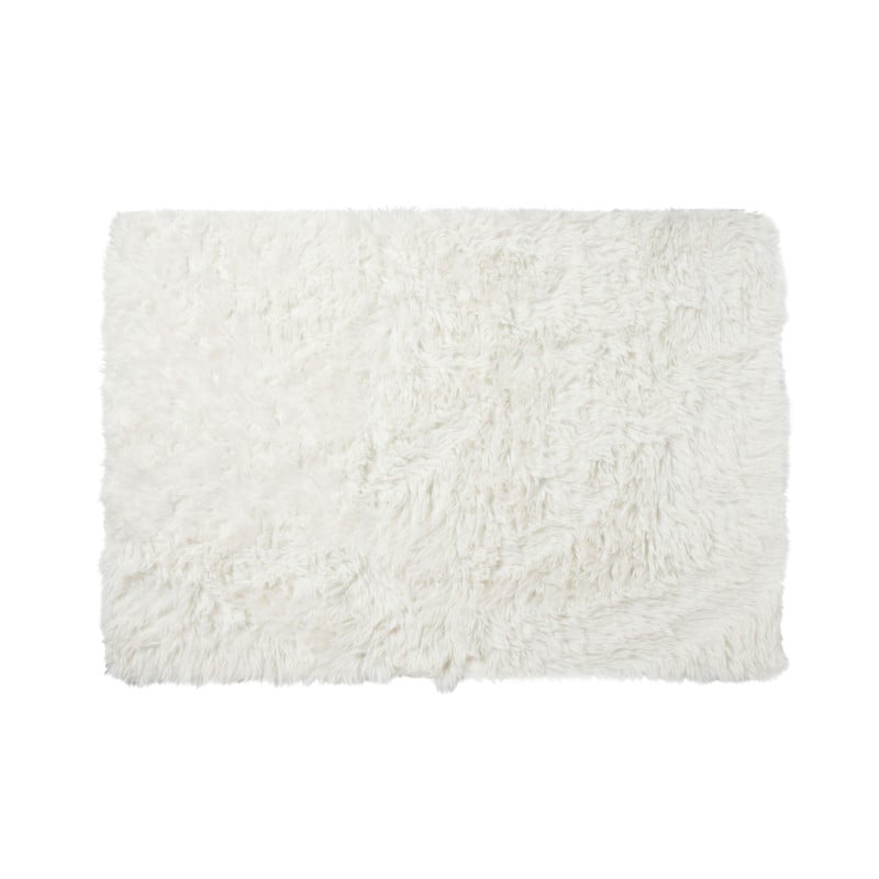 Vloerkleed hoogpolig - wit - 60x90 cm