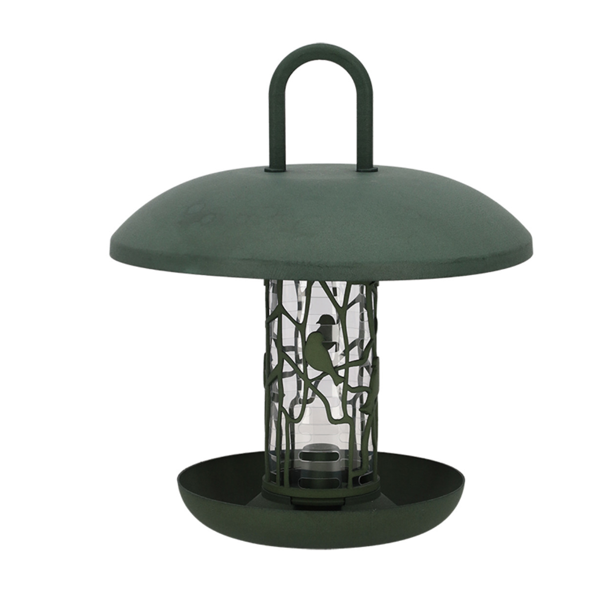 Notensilo Merel - met schotel - gerecycled kunststof - 27 x 30 cm - vogel voedersilo voor noten -