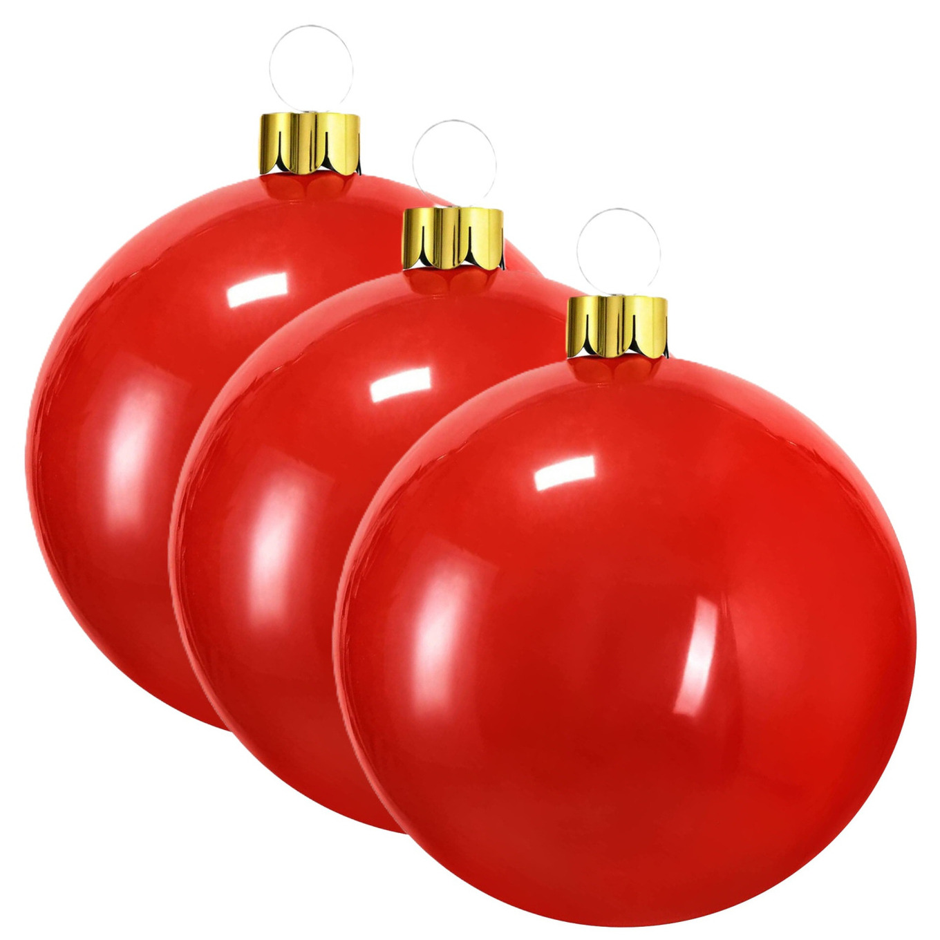 Mega grote kerstballen - 3x - opblaasbaar - D45 cm - rood - decoratie - kerstversiering -