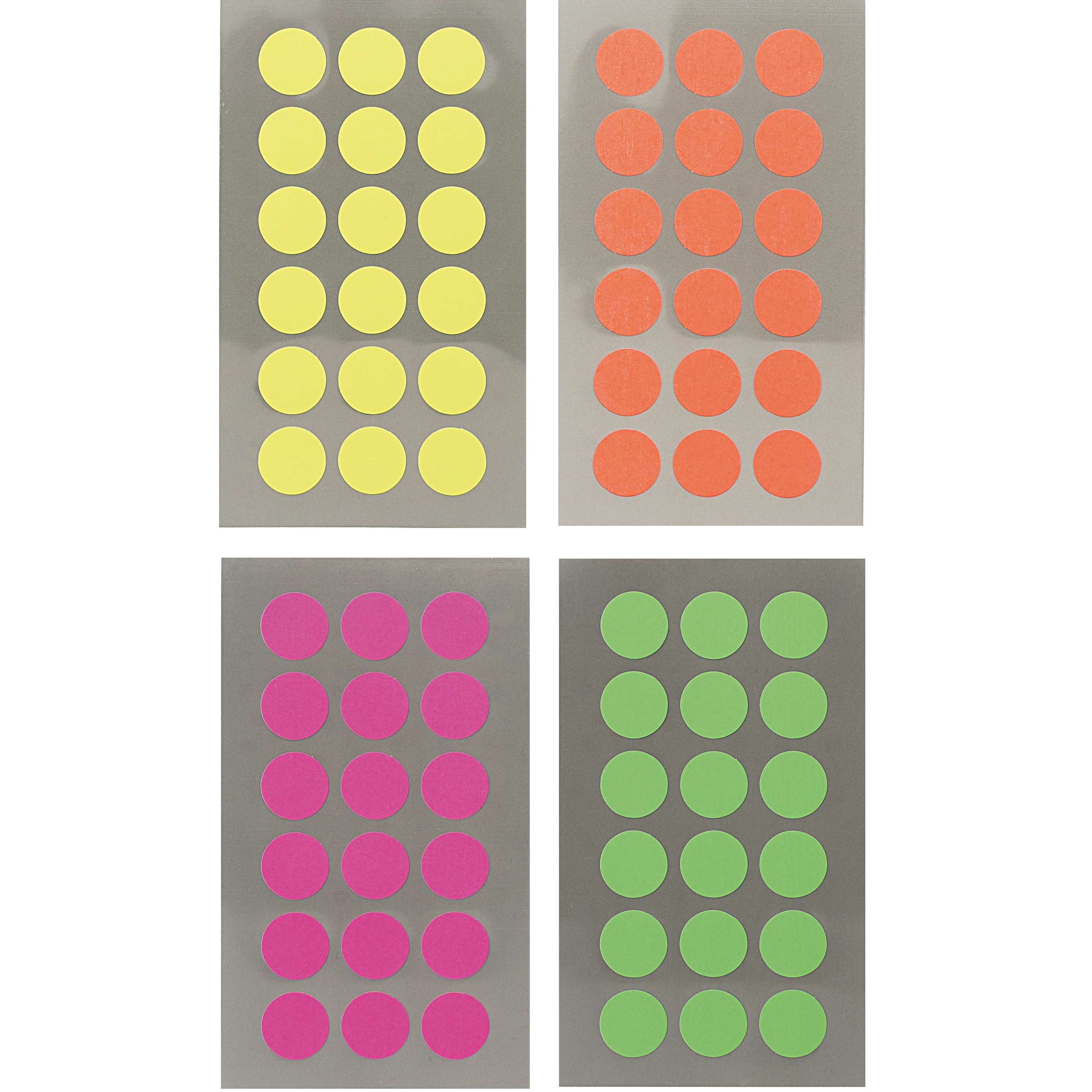 Hobby stickers - 288x stuks - D15 mm - kleurenmix - ronde stickers - Kantoor stickers - Etiketten -