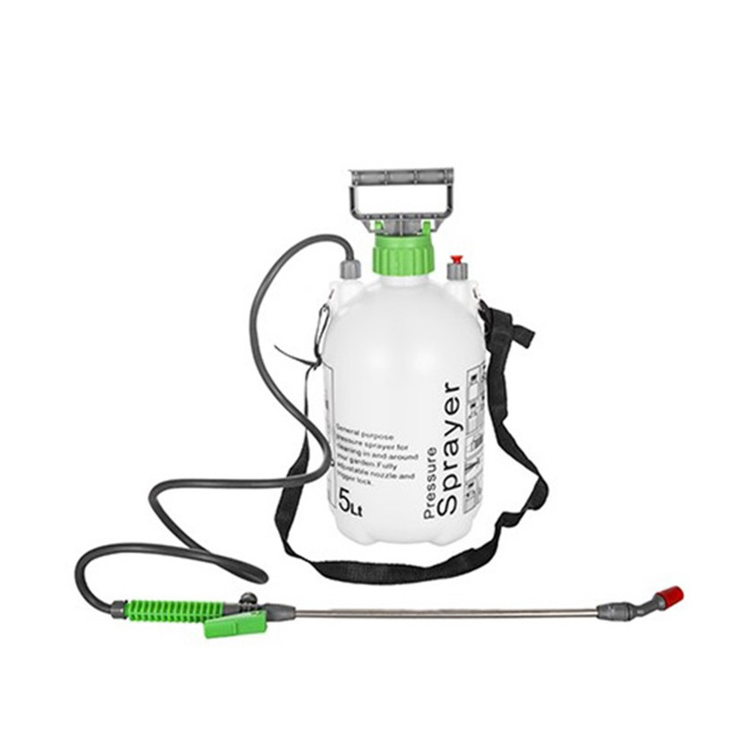 Plantenspuit met hoge druk sproeier/vernevelaar - kunststof - 5 liter - 18 x 34 cm - draagriem -