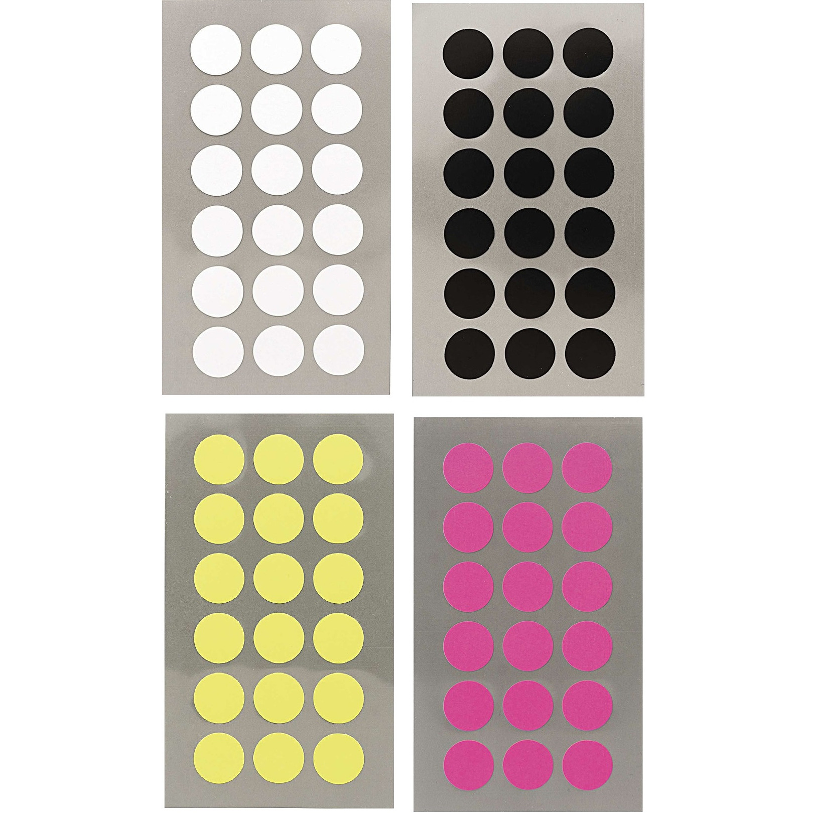 Hobby stickers - 288x stuks - D15 mm - kleurenmix - ronde stickers - Kantoor stickers - Etiketten -