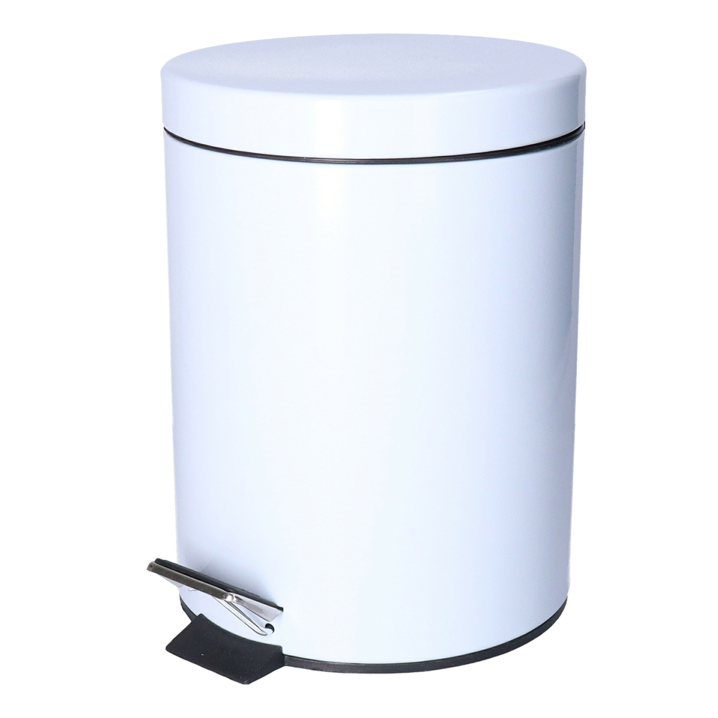 Pedaalemmer Shine - wit - 5 liter - metaal - 19 x 26 cm - binnen emmer - toilet/badkamer -
