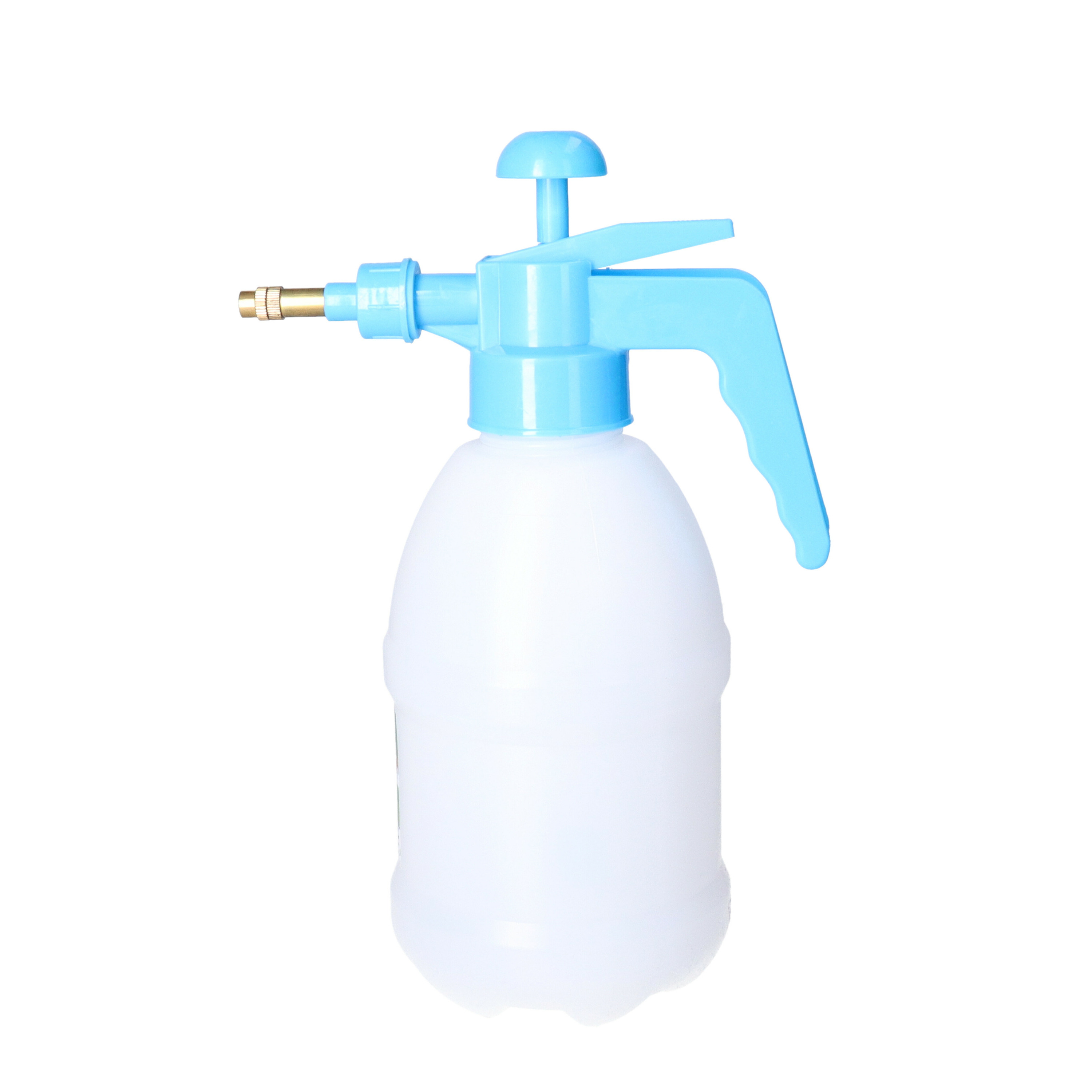 Plantenspuit met hoge druk sproeier/vernevelaar - kunststof - 1 liter - blauw/wit - 28 cm -