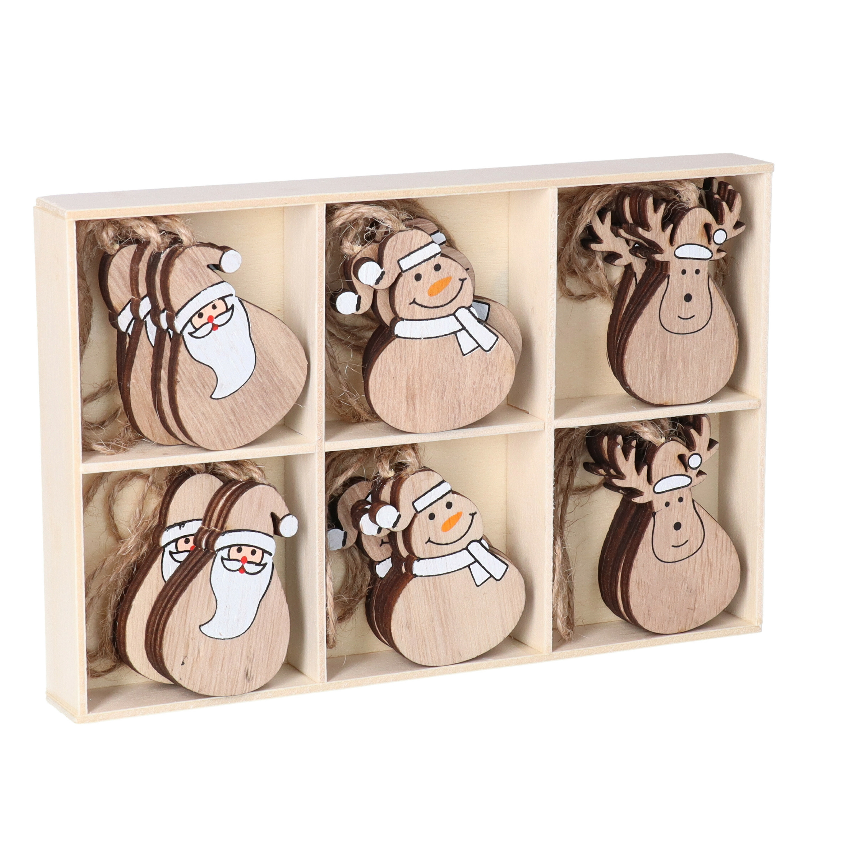 Kersthangers - 24x st - hout - 5,5 cm - kerstornamenten set figuurtjes -