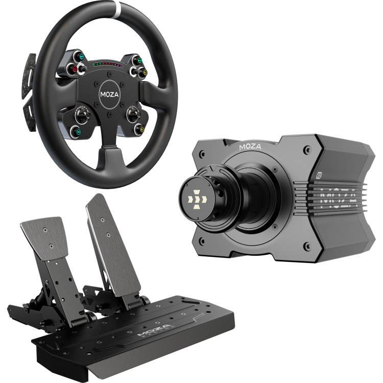 MOZA R12 + CS V2P + SR-P Bundel stuur Basis, stuur en pedalen