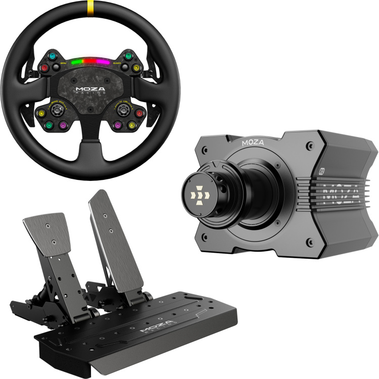 MOZA R12 + RS V2 + SR-P Bundel stuur Basis, stuur en pedalen