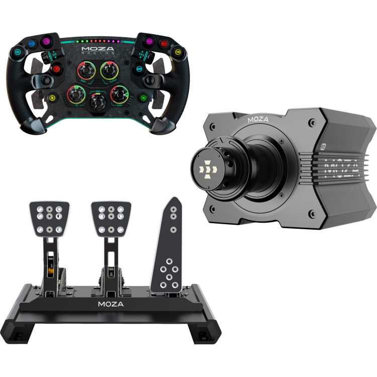 MOZA R12 + GS V2P GT + CRP Bundel stuur Basis, stuur en pedalen
