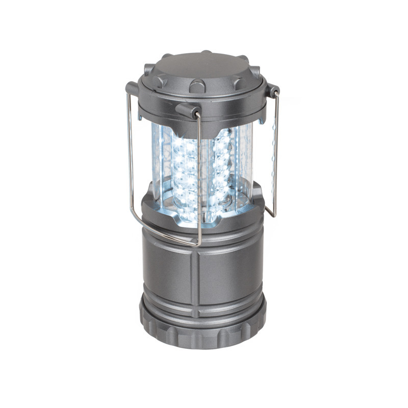Stormlantaarn - zilver - uitschuifbaar - 8 x 25 cm - retro campinglamp - op batterijen -