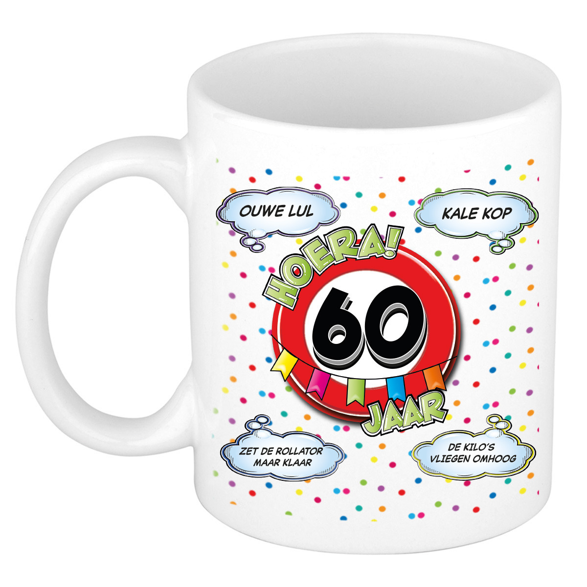 Verjaardag cadeau mok 60 jaar - wit - ouwe lul - 300 ml - keramiek -