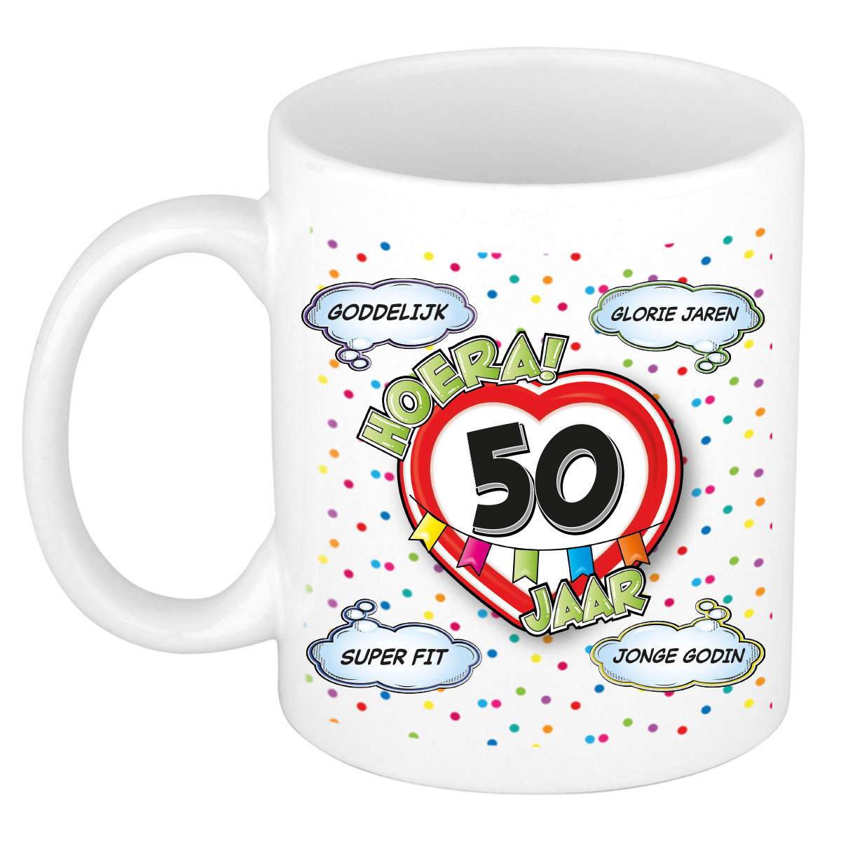 Verjaardag cadeau mok 50 jaar - wit - goddelijk - 300 ml - keramiek - Sarah -