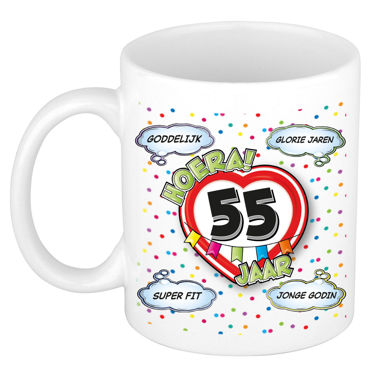 Verjaardag cadeau mok 55 jaar - wit - goddelijk - 300 ml - keramiek -
