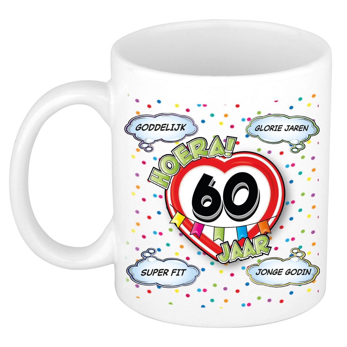 Verjaardag cadeau mok 60 jaar - wit - goddelijk - 300 ml - keramiek -