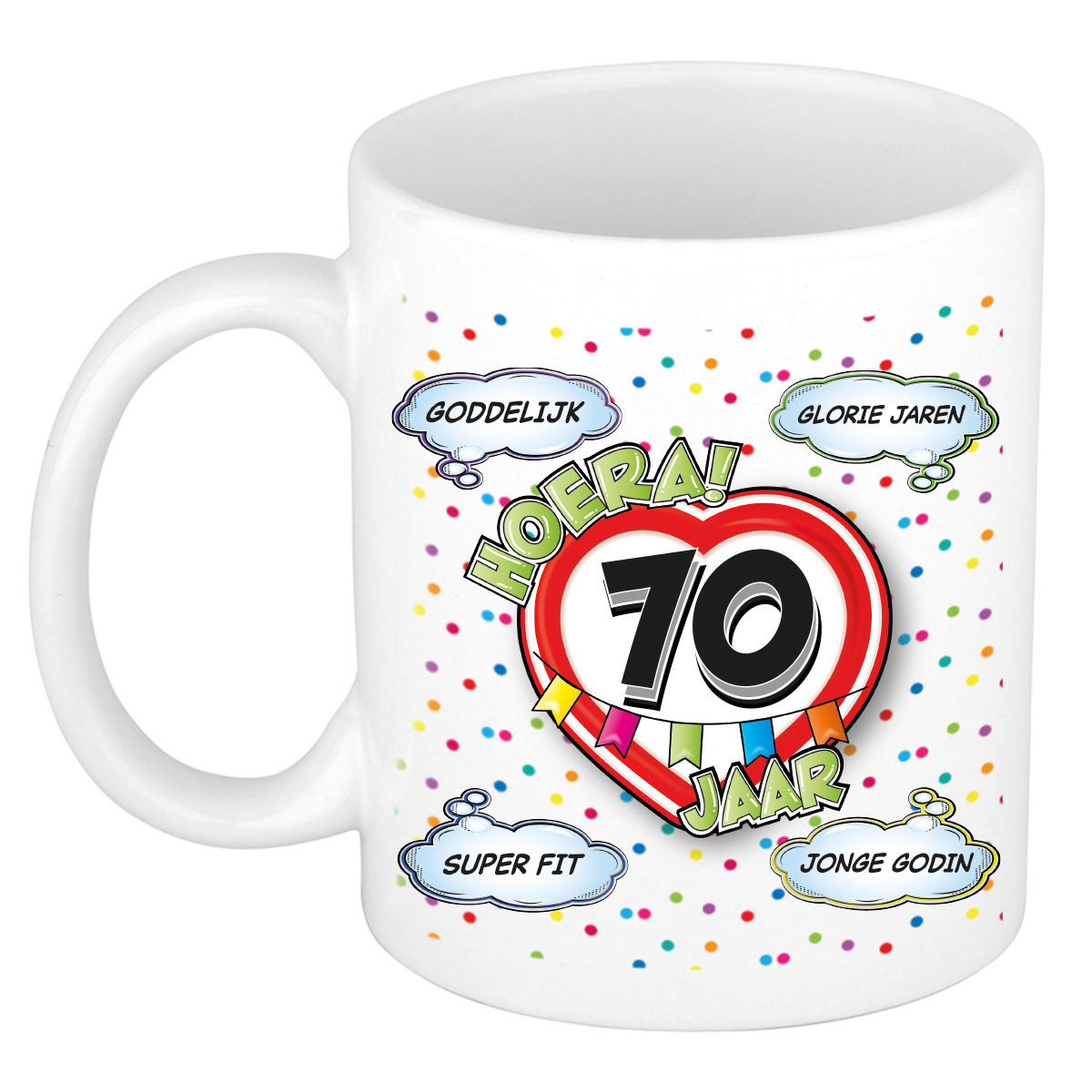 Verjaardag cadeau mok 70 jaar - wit - goddelijk - 300 ml - keramiek -