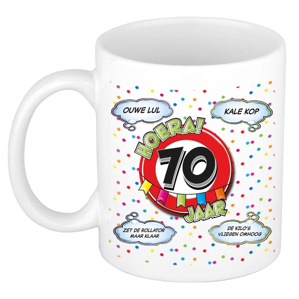 Verjaardag cadeau mok 70 jaar - wit - ouwe lul - 300 ml - keramiek -