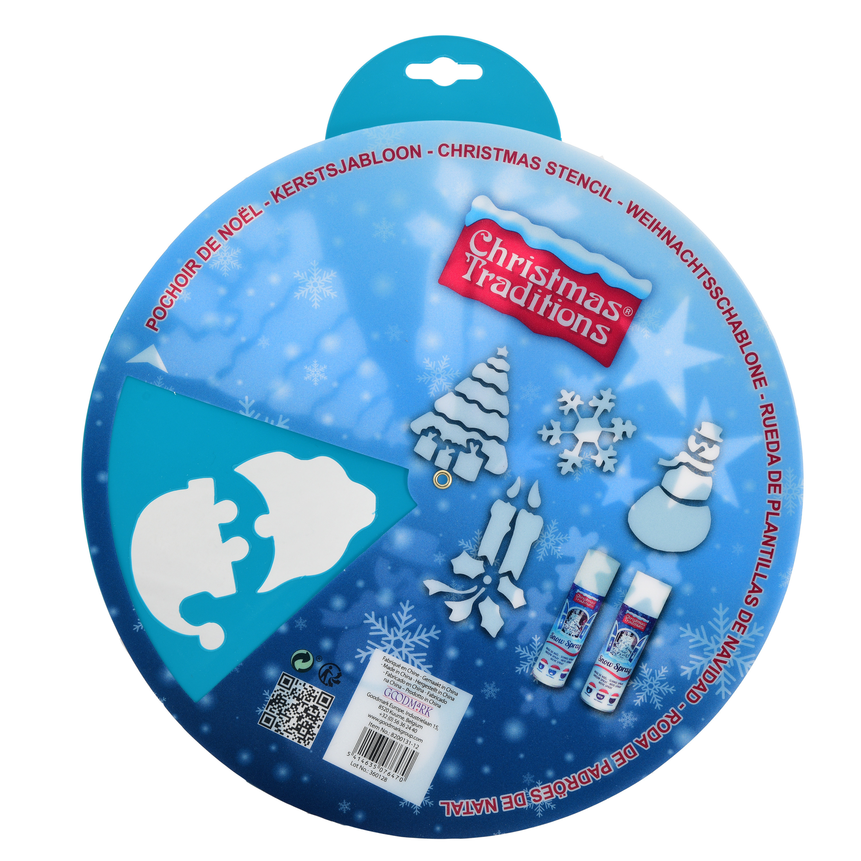 Kerst raamsjablonen - 6 sjablonen - op roterende stencil - D30 cm - PVC - raamversiering -
