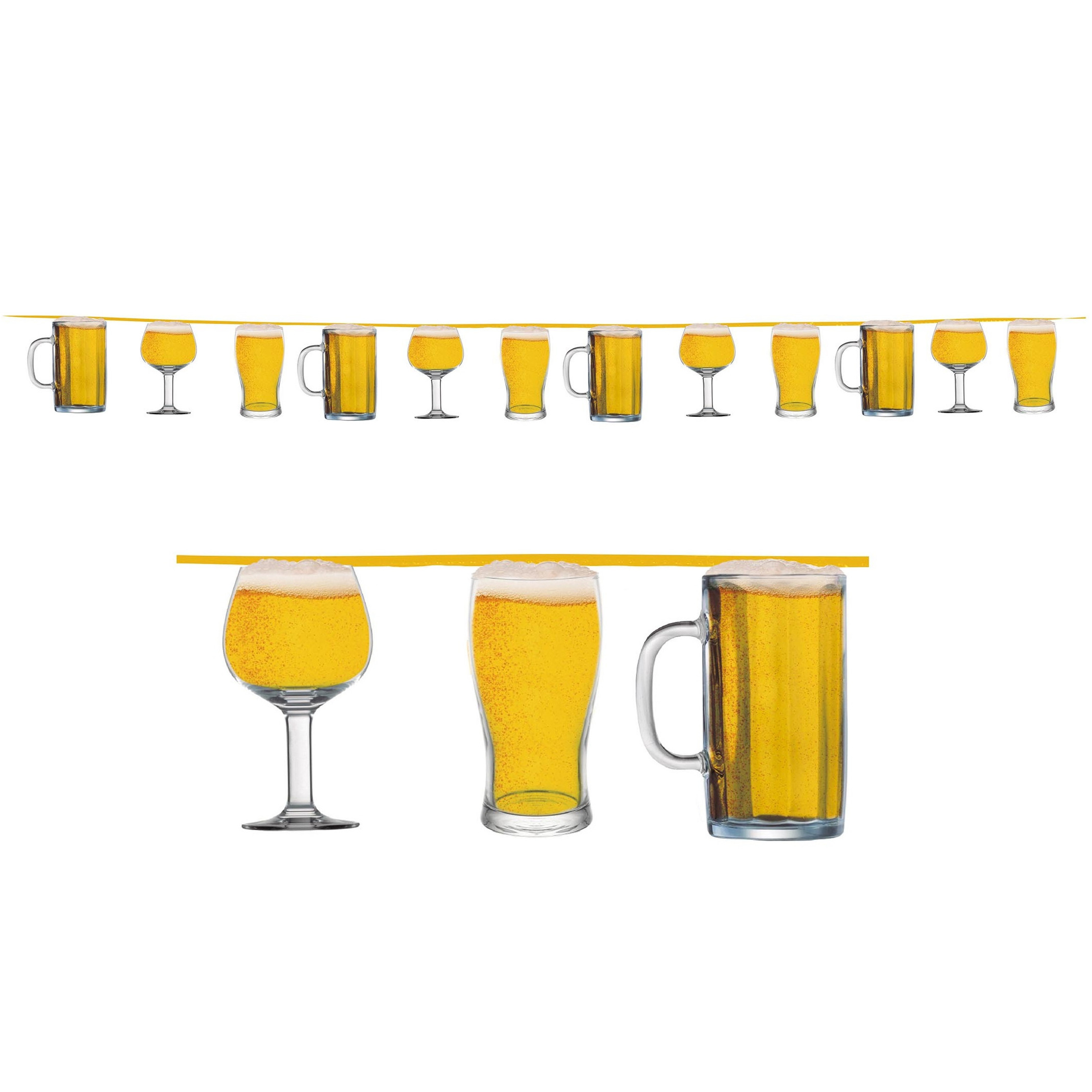 Bierglazen print vlaggenlijn - slinger - 300 cm - bierfeest/oktoberfest versiering - karton -