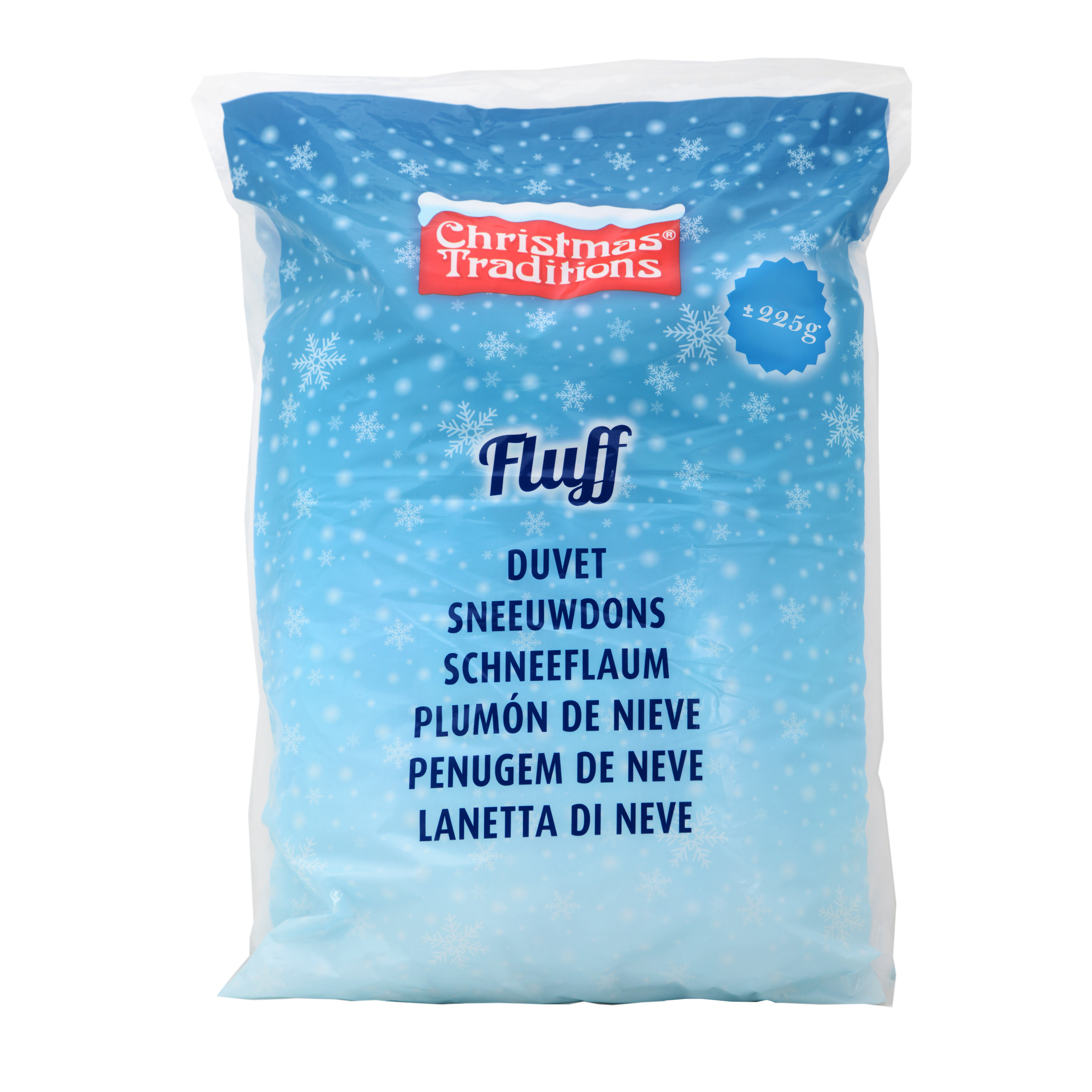 Kunstsneeuw/nepsneeuw - in zak - 225 gram - sneeuwdons - watten - wit - winterversiering -