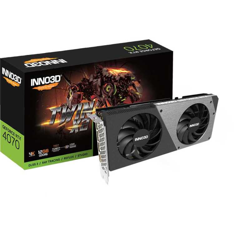 INNO3D GeForce RTX 4070 TWIN X2 grafische kaart DLSS 3, 3x DisplayPort, 1x HDMI 2.1