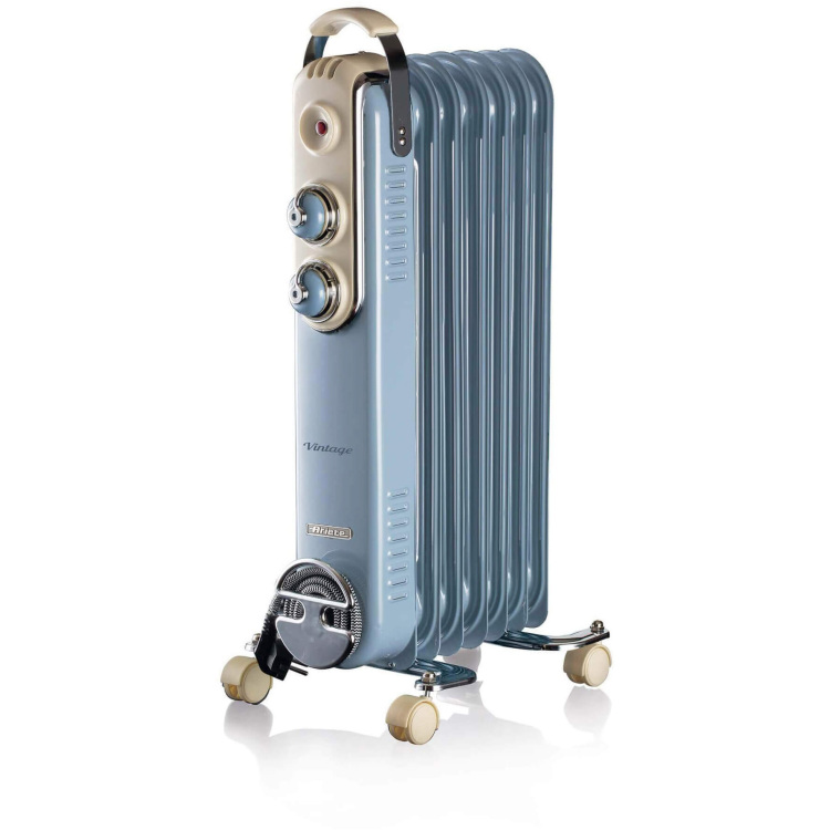 Ariete Vintage blauwe olieradiator 7-elementen radiator 1500 Watt, 3 standen