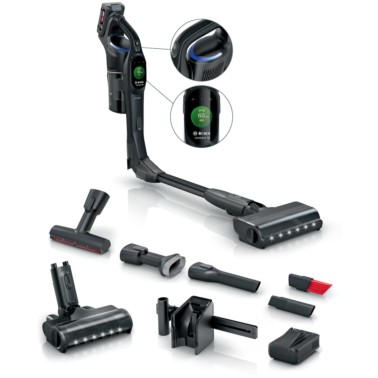 Bosch BXS1041BQC Unlimited 10 Steelstofzuiger zonder zak Zwart