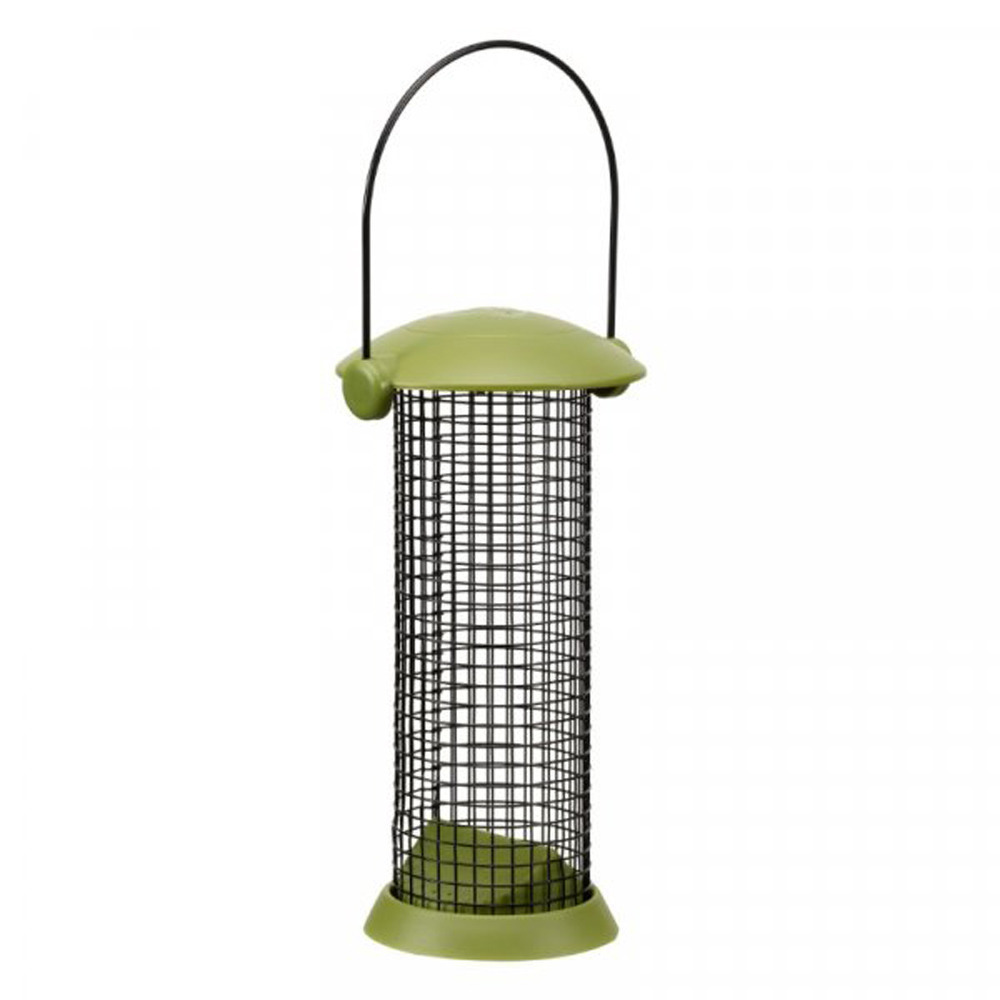 Notensilo - Smart Twist Top - groen/zwart - metaal - 11 x 20 cm - vogel voedersilo voor noten -