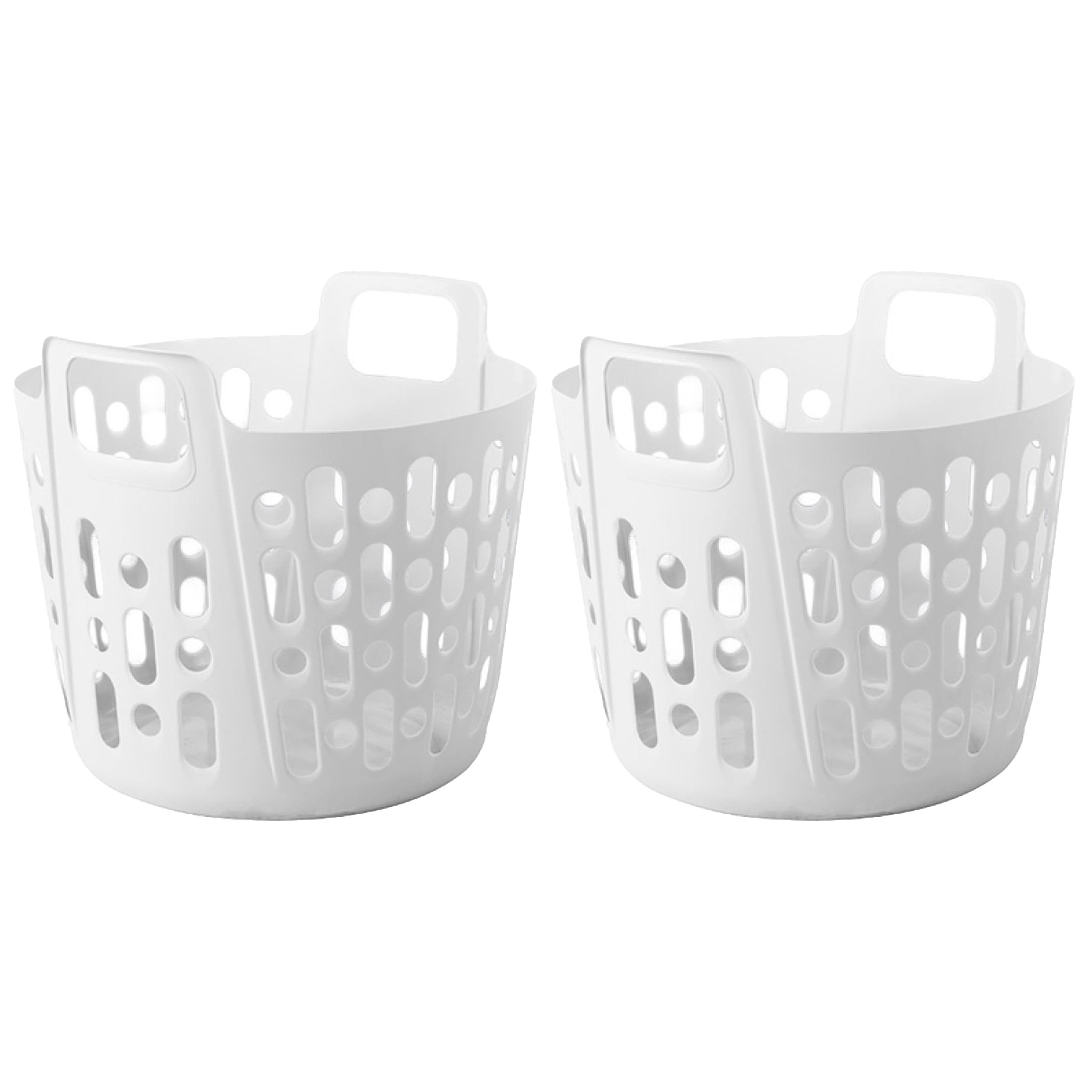 Flexibele wasmand - 2x - wit - 35 liter - kunststof - 39 x 41 x 36 cm -