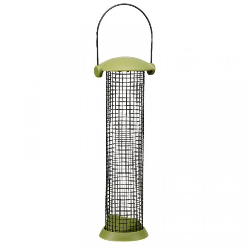 Notensilo - Smart Twist Top - groen/zwart - metaal - 11 x 30 cm - vogel voedersilo voor noten -
