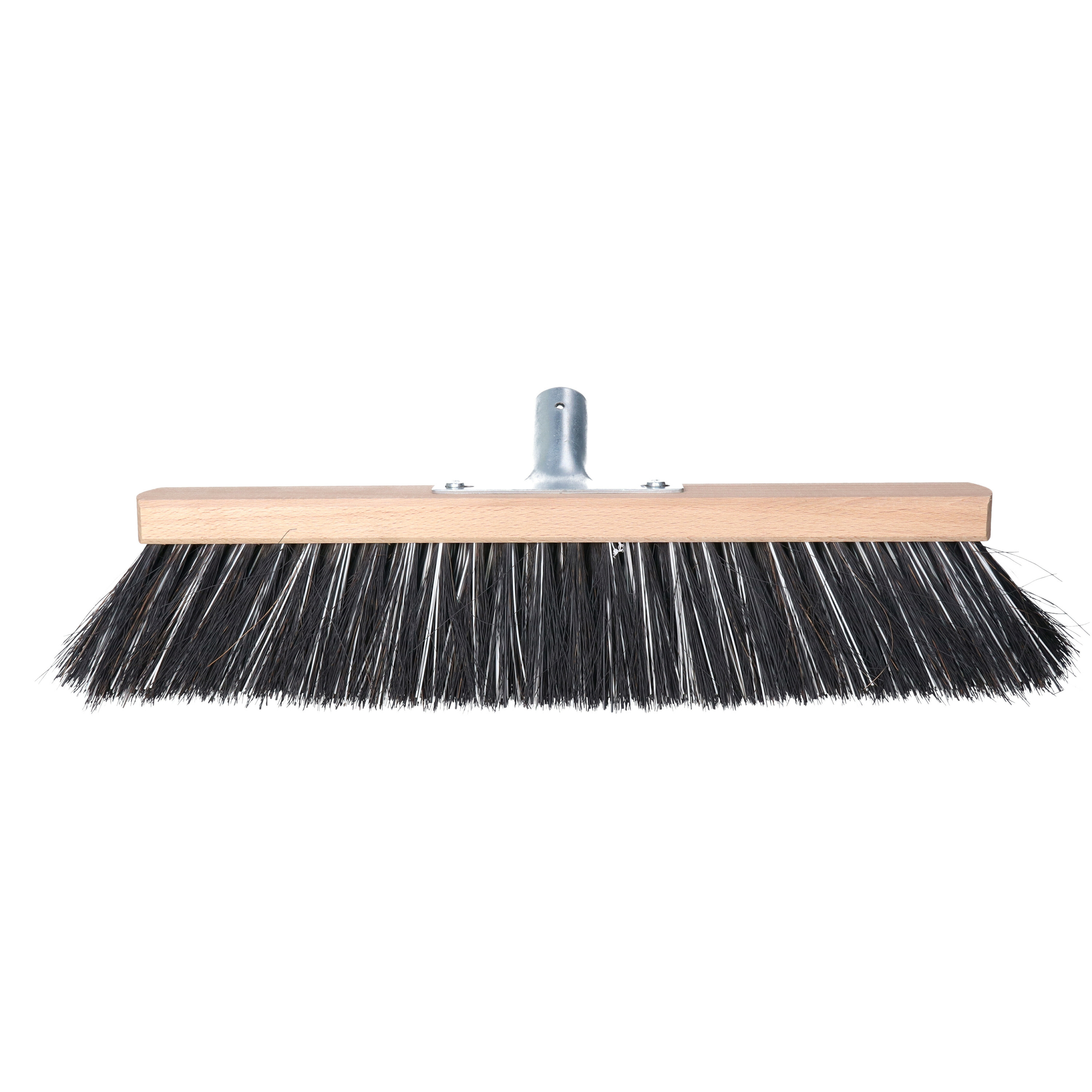 Bezemkop - Arenga/Elaston mix - zwart/wit - hard - hout - 40 cm - straatbezem/buitenbezem -