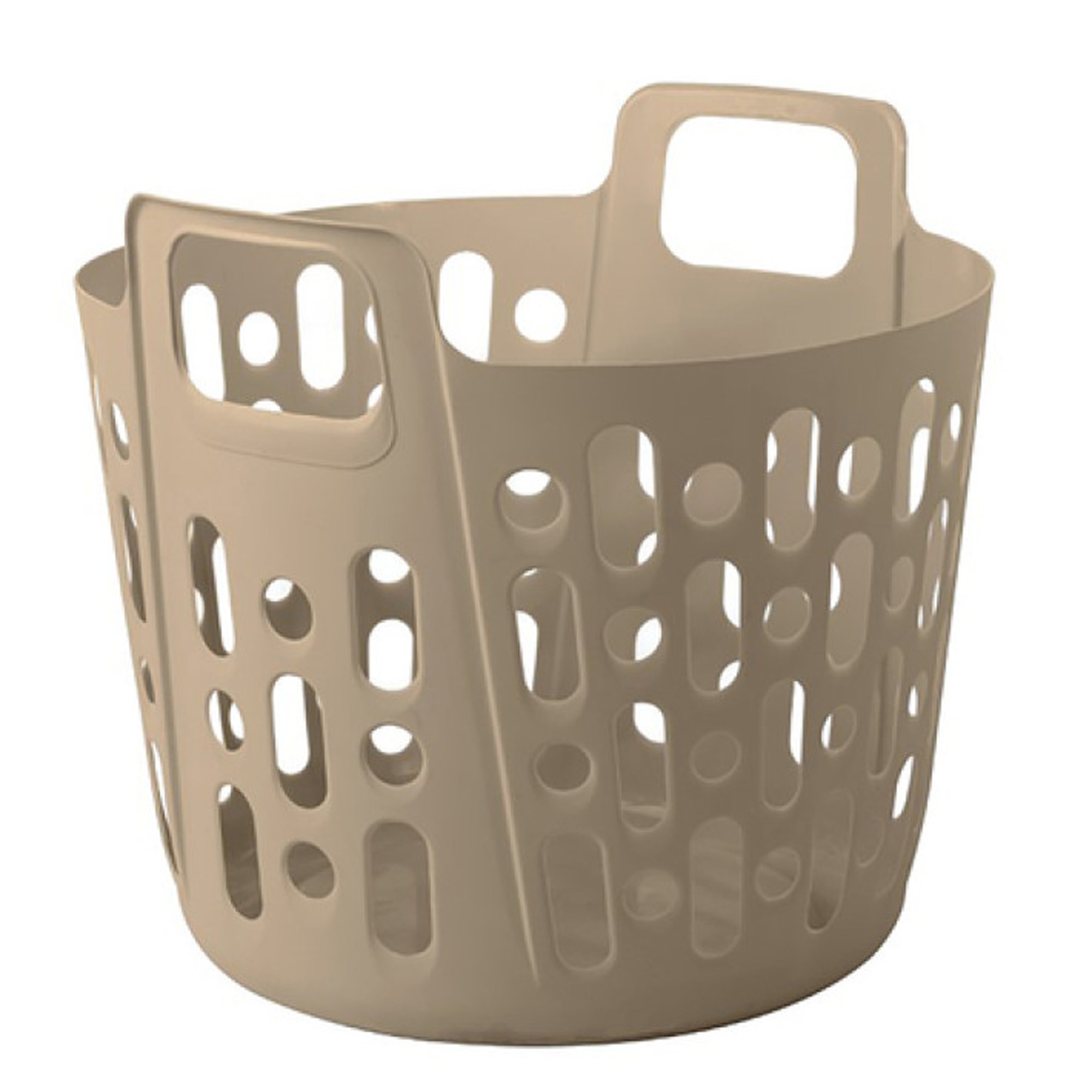 Flexibele wasmand - beige - 35 liter - kunststof - 39 x 41 x 36 cm -