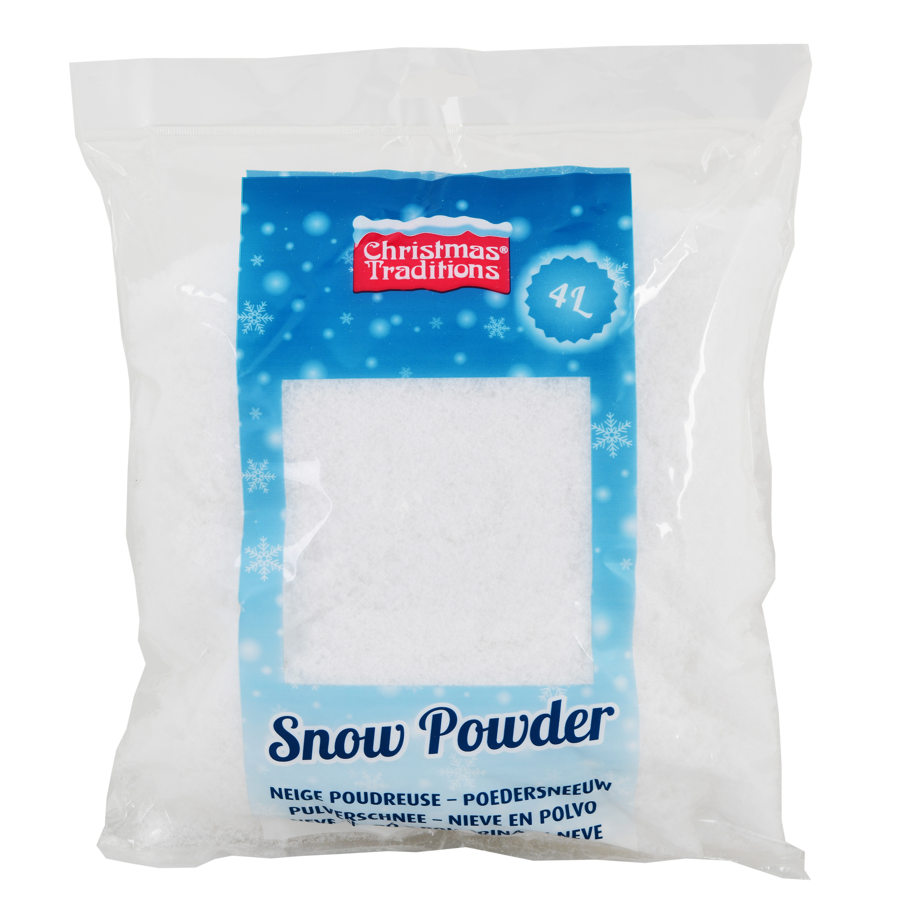 Kunstsneeuw/nepsneeuw - in zak - 4 liter - wit - poeder sneeuw - winterversiering -