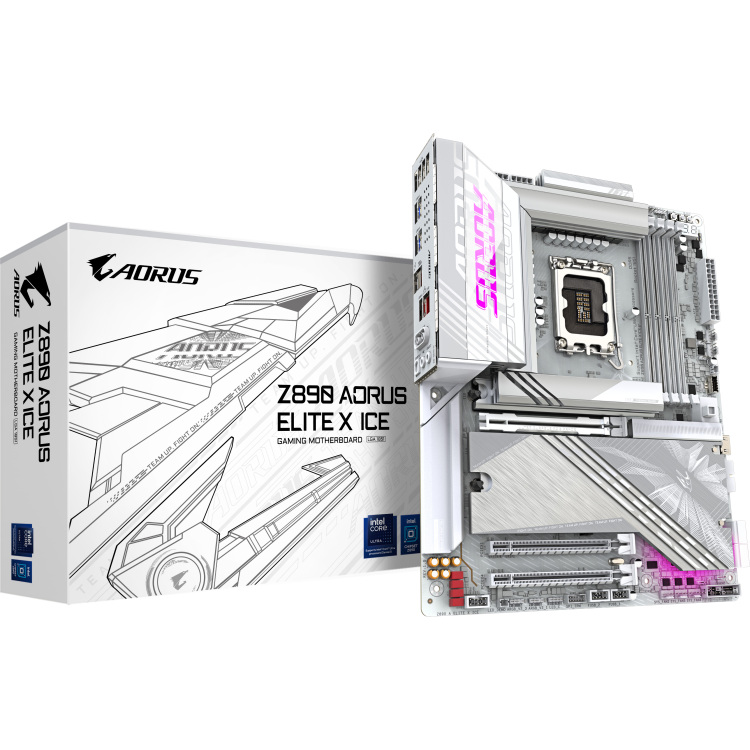 GIGABYTE Z890 AORUS ELITE X ICE moederbord RAID, 2.5Gb-LAN, Wi-Fi 7, BT, Sound, ATX