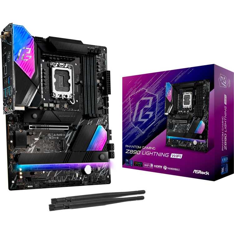ASRock Z890 Lightning WiFi moederbord RAID, 2.5 Gb-LAN, WIFI, BT, Sound, ATX