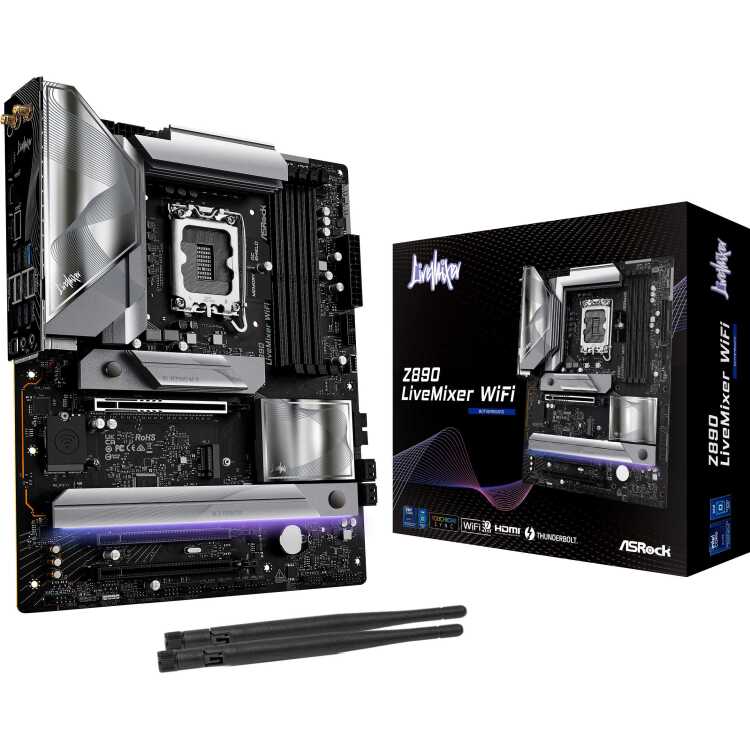 ASRock Z890 LiveMixer WiFi moederbord RAID, 2.5 Gb-LAN, WIFI, BT, Sound, ATX