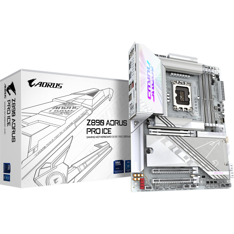 GIGABYTE Z890 AORUS PRO ICE moederbord RAID, 5Gb-LAN, WI-FI 7, BT, Sound, ATX