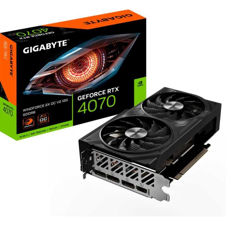 GIGABYTE GeForce RTX 4070 WINDFORCE 2X OC V2 12G grafische kaart 1x HDMI, 3x DisplayPort, DLSS 3