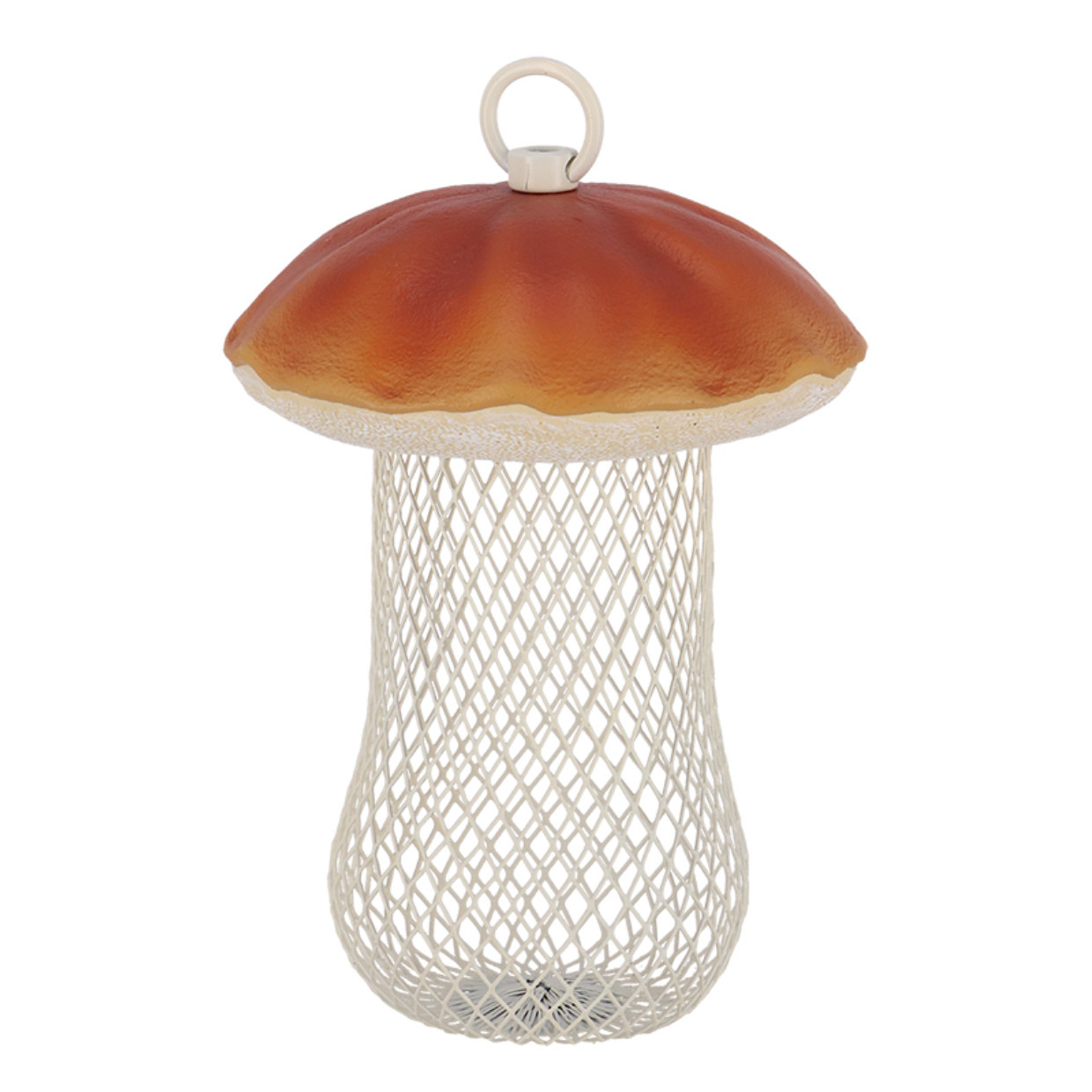 Voedersilo noten Fungi - eekhoorntjesbrood - bruin - PVC/ijzer - 13 x 18 cm - notensilo voor vogels -