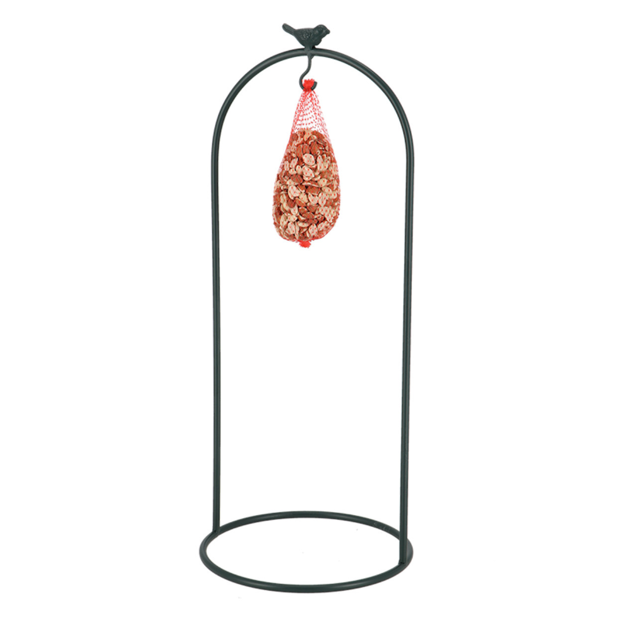 Vogelvoederstandaard - maat L - groen - metaal - 24 x 24 x 57 cm - vogel huisje standaard -