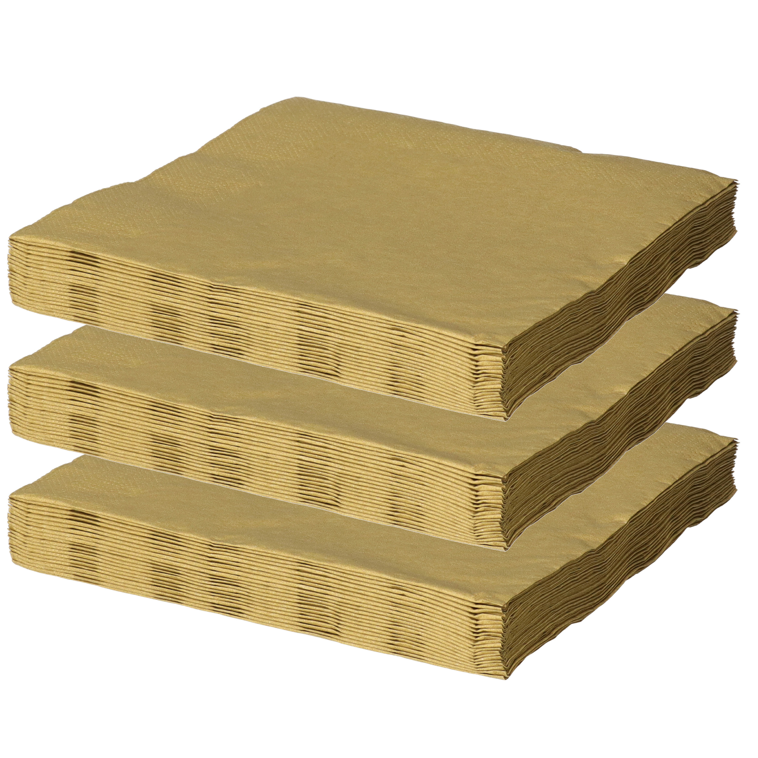 Maki uni servetten - 60x st - 33 x 33 cm - goud - lunch/diner servetten -