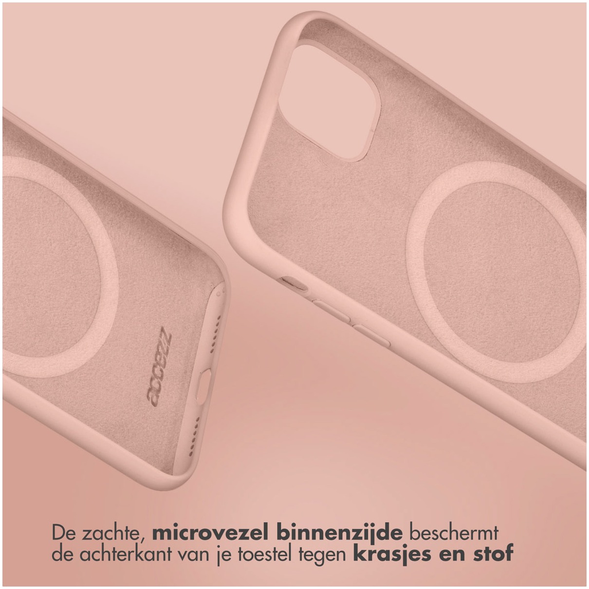 Accezz Liquid Silicone Backcover met MagSafe iPhone 16 Pro Telefoonhoesje Roze