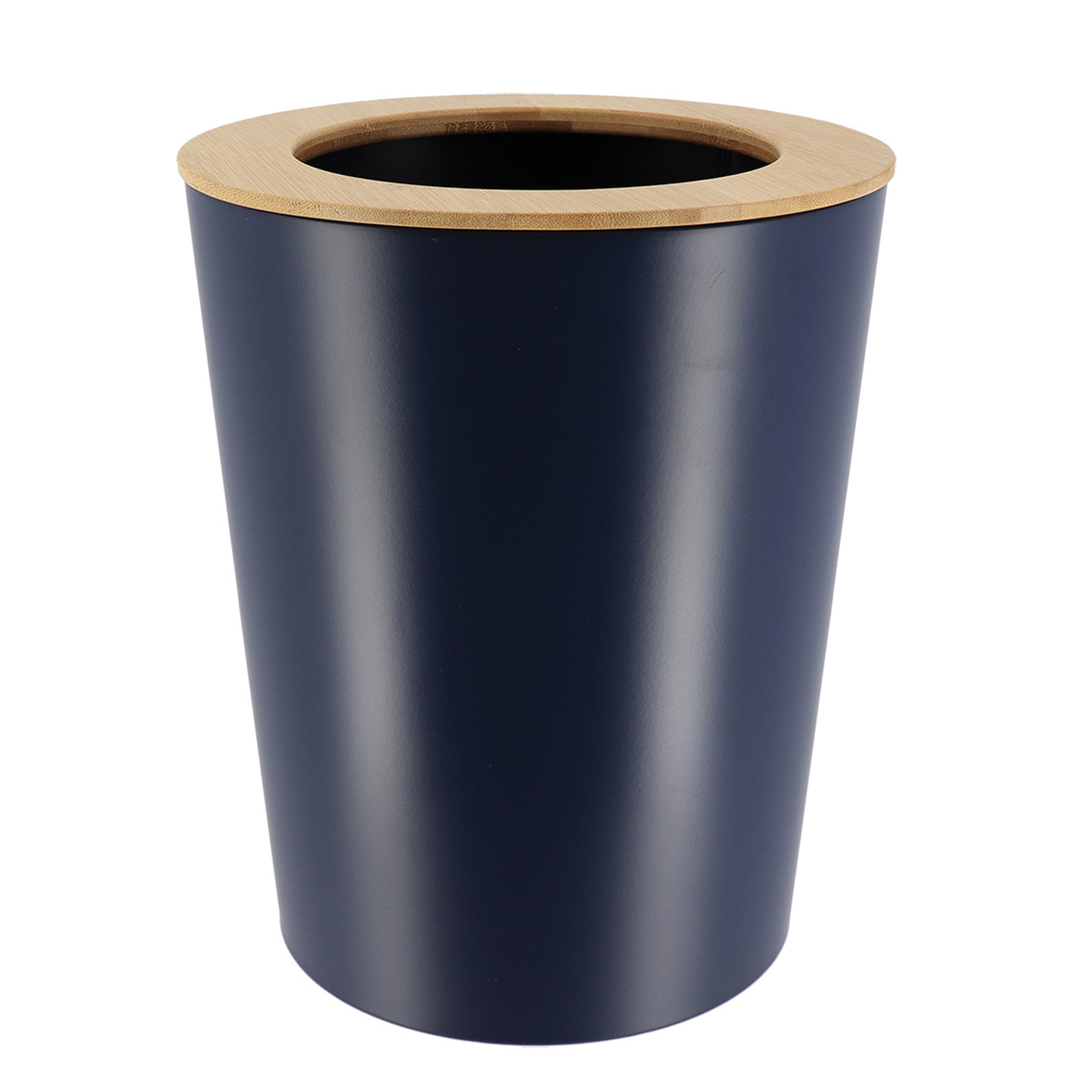 Tendance Badkamer prullenbak/afvalbak 103 series - blauw - 5 liter - 20 x 25 cm - metaal/bamboe hout -