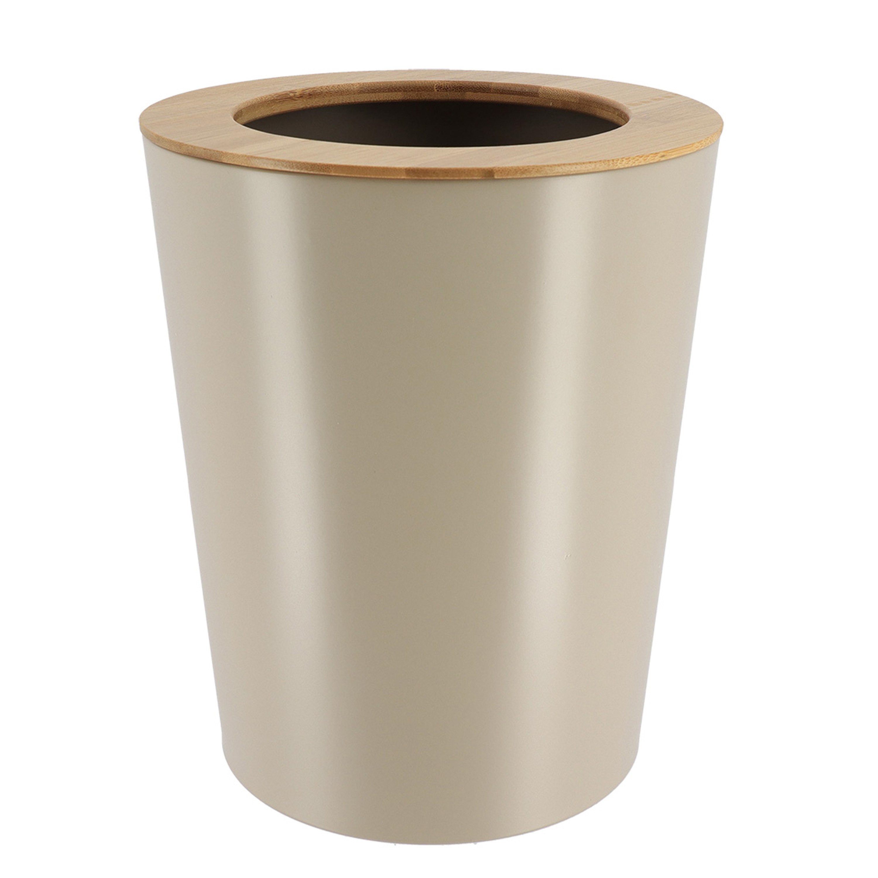 Tendance Badkamer prullenbak/afvalbak 103 series - taupe - 5 liter - 20 x 25 cm - metaal/bamboe hout -