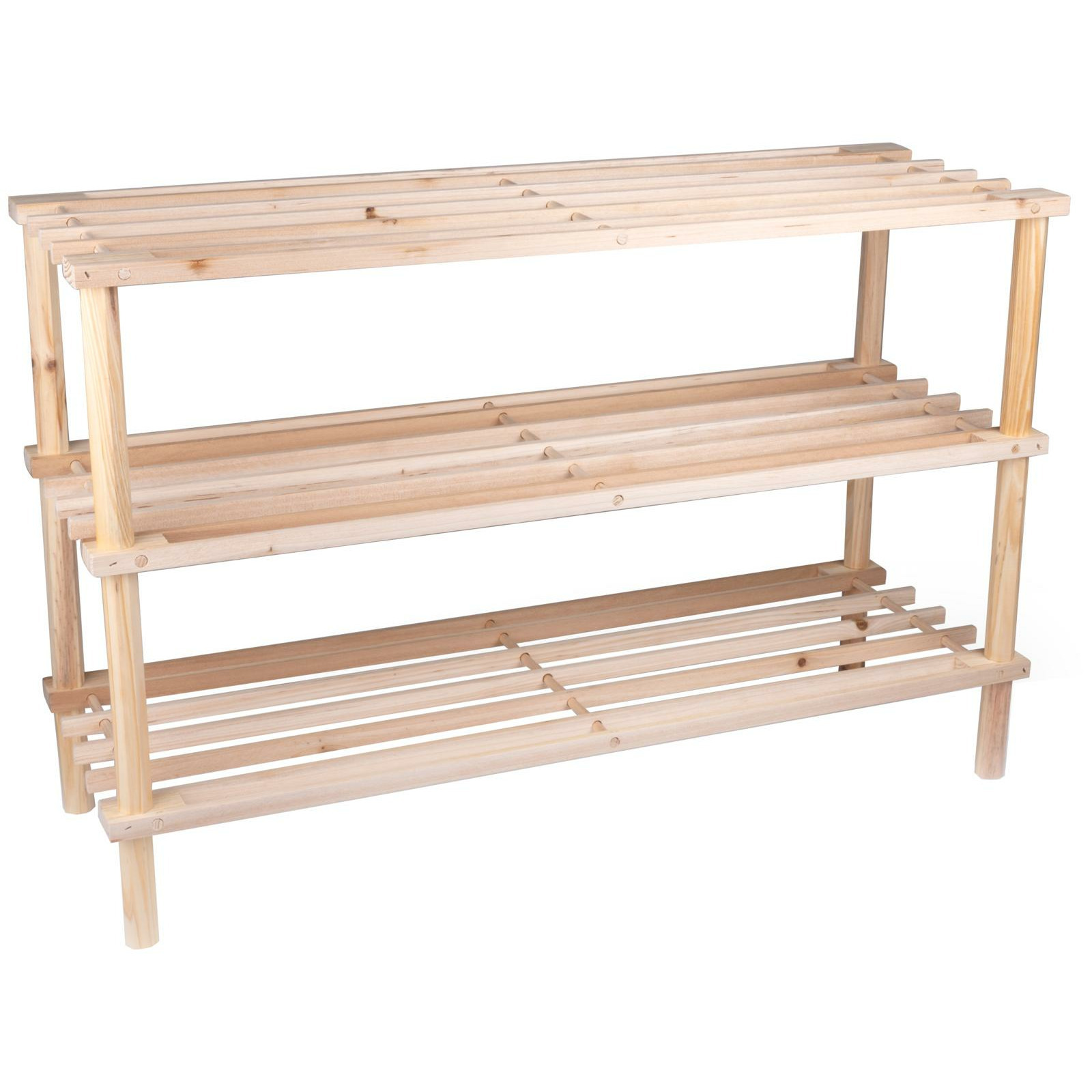 Schoenenrek - hout - 3-laags - 74 x 26 x 48 cm - schoenenbank -