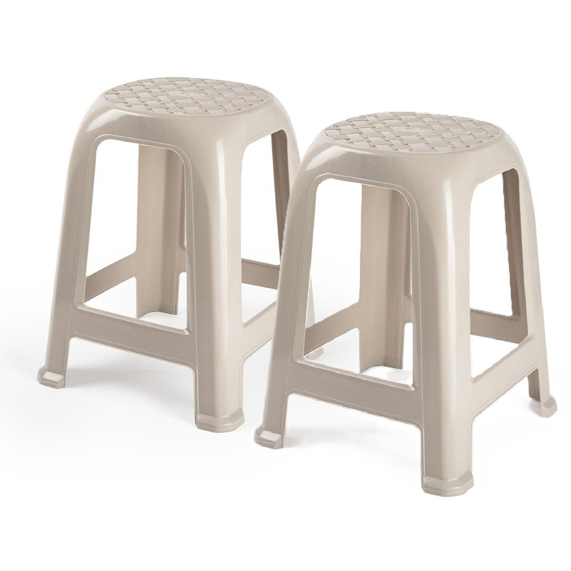 Keukenkrukje/opstapje - 2x - Handy Step - taupe - kunststof - 37 x 37 x 46 cm -