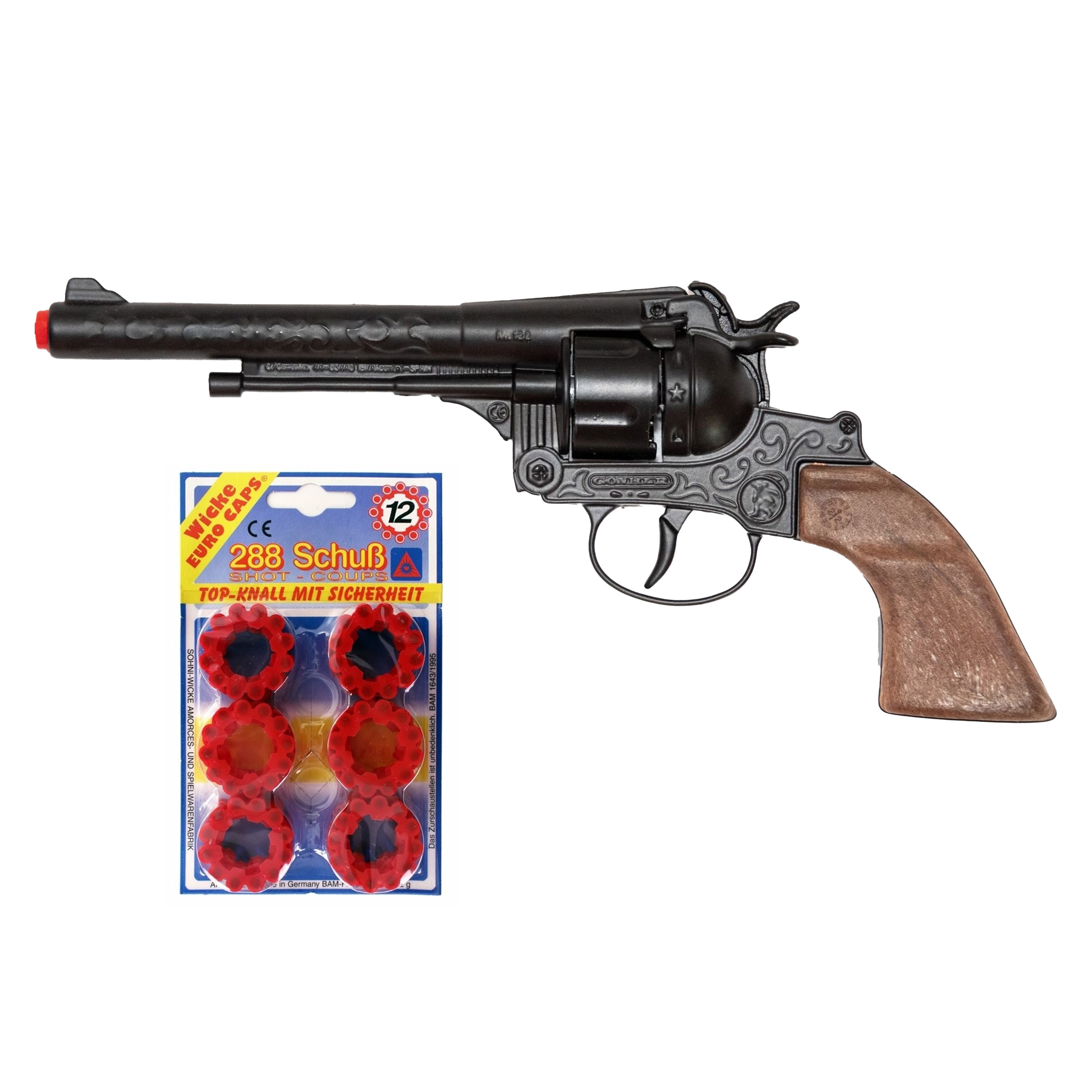 Politie/cowboy Verkleed Set - 12 Schots Pistool - Incl 288 Plaffertjes - Carnaval/thema Feest -
