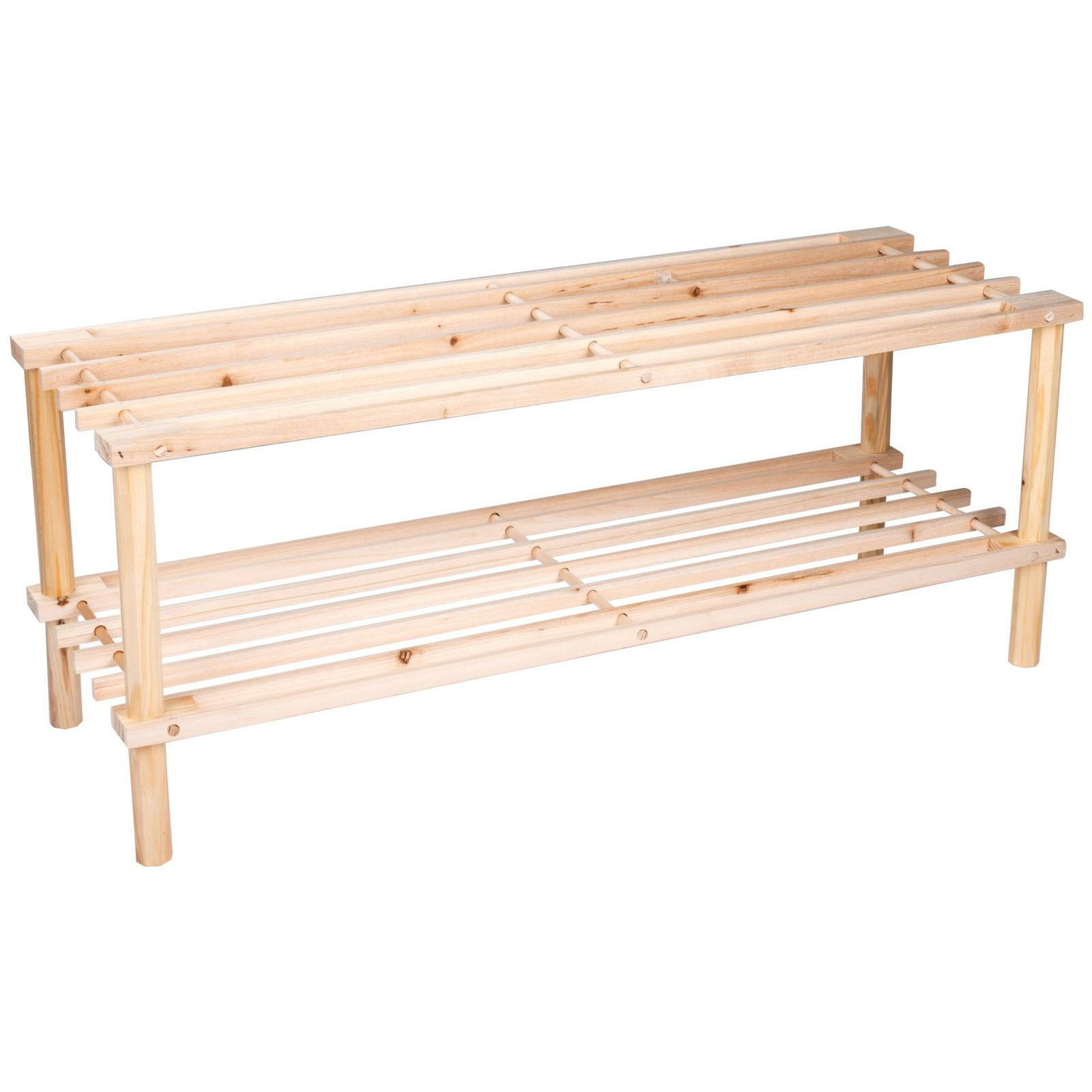 Schoenenrek - hout - 2-laags - 74 x 26 x 30 cm - schoenenbank -